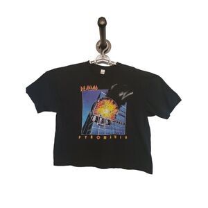 Def Leppard Pyromania‎ Women's Size XXL Black T-Shirt Crop Retro Metal